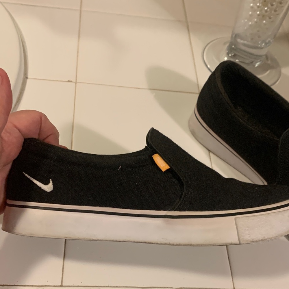 Nike Black Canvas Slip-Ons with White Sole